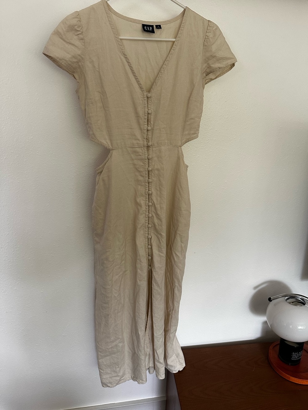 GAP Linen Blend Cutout Midi Dress